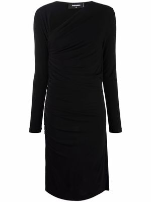 DSQUARED2 robe froncée à encolure asymétrique - Noir