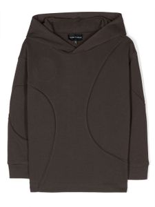 Emporio Armani Kids hoodie en jersey à logo embossé - Marron