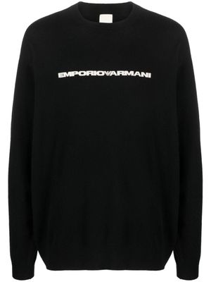 Emporio Armani pull à logo imprimé - Noir