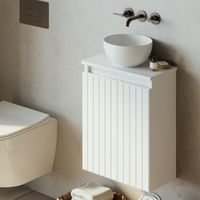 Fontana Bano toiletmeubel ribbelfront mat wit 40x22cm met mat witte waskom - thumbnail