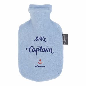 Kruik met badstof hoes met tekst Little Captain 0,8 liter