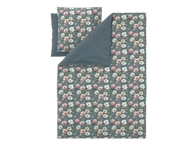 LIVARNO Satijnen dekbedovertrek 240 x 220 cm (bloemen/groen)