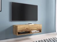 TV-meubel ACAPULCO 1 klapdeur 100 cm wotan eik met led - thumbnail