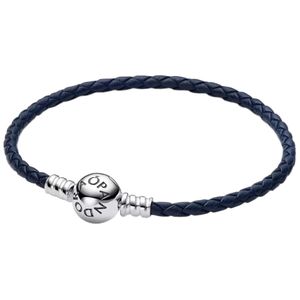 Pandora 592790C01 Armband Round Clasp Blue zilver-leder blauw