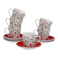 Set van koffiekopjes Versa Hartjes 6 Stuks Porselein