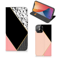 iPhone 12 Pro Max Stand Case Zwart Roze Vormen