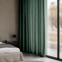 Gordijnen met Linnen Look - Haken of Ringen - Groen maat: 250 x 150 cm - materiaal: Polyether/Velours - Dekbed-Discounter.nl