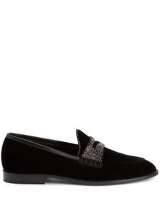 Giuseppe Zanotti Ermy rhinestone-detail velvet loafers - Noir