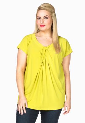 Yoek Shirt wide drape neck | Groen | Maat Plus