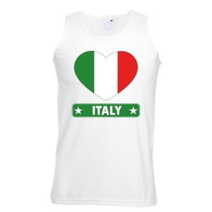 Italie hart vlag singlet shirt/ tanktop wit heren