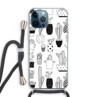 Cactusmotief: iPhone 12 Pro Transparant Hoesje met koord
