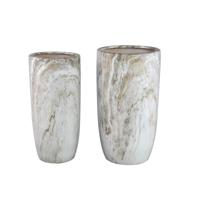 Miah Beige Keramische Marmeren Pot Set Van 2 Hoog