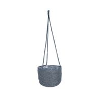 Hangende plantenpot/bloempot van jute/zeegras diameter 17 cm en hoogte 14 cm grijs - thumbnail