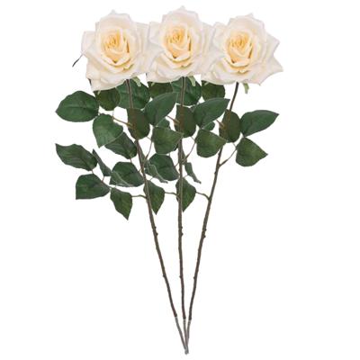 Kunstbloem Roos Emily - 3x - 66 cm - creme - polyester - kunststof - kunstbloemen Kunstbloem Roos Emily - 3x - 66 cm - creme - polyester - kunststof - kunstbloemen