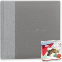 Fotoboek/fotoalbum Luis met 20 paginas grijs 24 x 24 x 2 cm inclusief plakkers