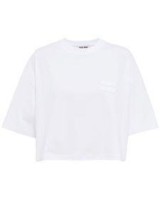 Miu Miu t-shirt à logo brodé - Blanc