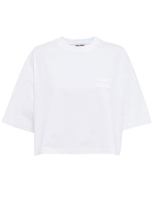 Miu Miu t-shirt à logo brodé - Blanc