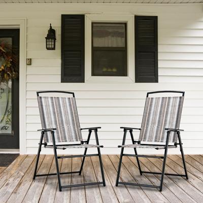 2-Delige Set Tuinstoelen Inklapbaar met Armleuningen 51 x 61,5 x 92 cm Grijs