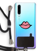 Kusje: Huawei P30 Transparant Hoesje met koord Kusje: Huawei P30 Transparant Hoesje met koord