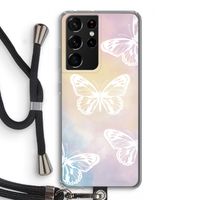 White butterfly: Samsung Galaxy S21 Ultra Transparant Hoesje met koord