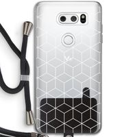 Zwart-witte kubussen: LG V30 Transparant Hoesje met koord