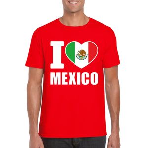 Rood I love Mexico fan shirt heren