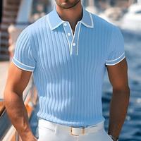 Voor heren POLO Shirt Golfshirt Werk Casual Revers Geribbelde polokraag Korte mouw Basic Modern Kleurenblok Lapwerk nappi Lente zomer Normale pasvorm Licht Blauw Wit Bordeaux Marineblauw Grijs POLO Lightinthebox