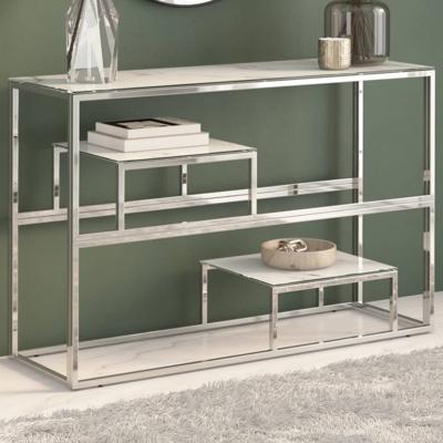 Wandtafel roestvrijstaal en gehard glas zilverkleurig