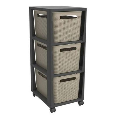 Rotho PINA Ladekastje met 3 Laden 77x36.6x29.6 cm Cappuccino/Antraciet