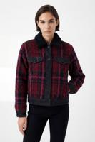 Geruit wollen jack - RED - L