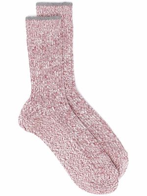 Brunello Cucinelli chaussettes bicolores en maille - Rouge