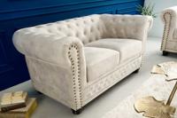 Chesterfield 2-zits bank 150cm fluweel champagne 2-zits met knoopstiksel en veerkern - 42311
