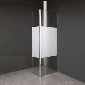 Zijwand Inloopdouche Athena met Draaibaar Hoekpaneel Middenband 30x200 cm 8 mm NANO Glas