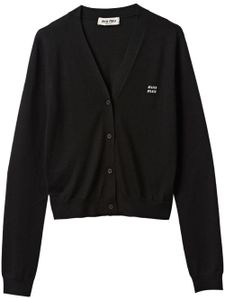 Miu Miu cardigan en cachemire à logo brodé - Noir