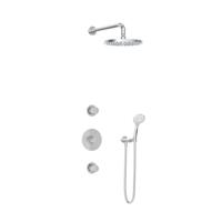 Hotbath Buddy - Inbouw Regendoucheset - 2 Stopkranen - Thermostatisch - Wandarm 35 cm - Hoofddouche 250 mm - Ronde Handdouche 3 Standen - Waterbesparend - V01