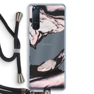 Roze stroom: Sony Xperia 5 II Transparant Hoesje met koord