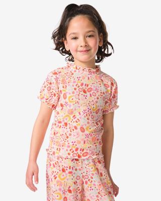 HEMA Kinder T-shirt jersey bloemen ecru (ecru)