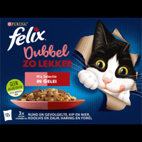 FELIX® Dubbel Zo Lekker Mix Selectie in Gelei Kattenvoer 12x85g bij Jumbo