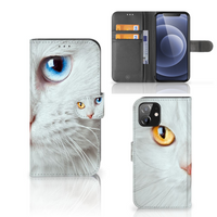 iPhone 12 | 12 Pro (6.1") Telefoonhoesje met Pasjes Witte Kat - thumbnail