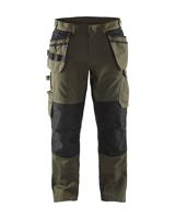 Blåkläder Service werkbroek met stretch en spijkerzakken 14961330 | Groen/Zwart | Maat 54 - 7330509547816