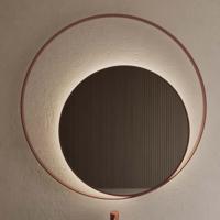 Spiegel Gliss Design Kosmos Koper Rosé Rond met Frame en Indirecte LED Verlichting 100 cm