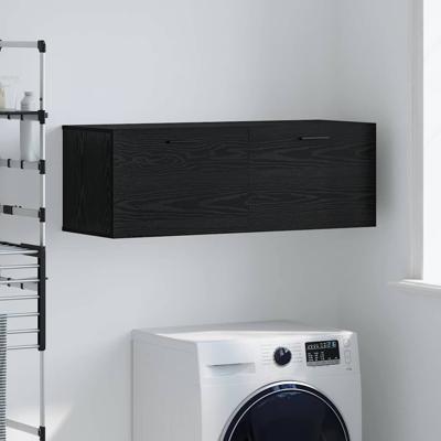 Wandkast Zwart eiken 100 x 36.5 x 35 cm Bewerkt hout