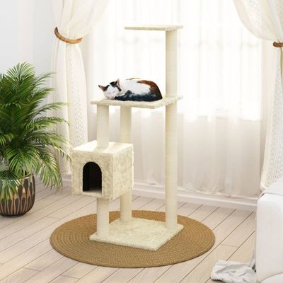 VidaXL Kattenkrabpaal met sisal krabpalen 104 cm crèmekleurig