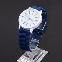 Eenvoudige stijl ronde Dial Jelly siliconen riem quartz horloge (donkerblauw)