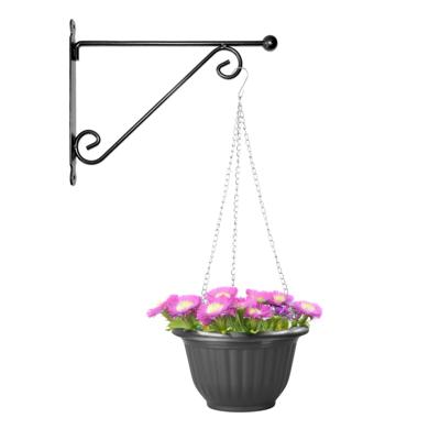 Hangpot + Muurhaak Siena - antraciet - D25 cm - kunststof - metaal - tuinaccessoires