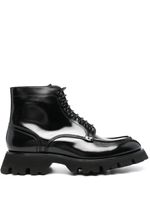 Santoni bottines en cuir à lacets - Noir - thumbnail