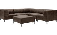 Goossens Excellent Hoekbank Marshall Met Hocker donkerbruin, leer, 2 x 1,5-zits, urban industrieel Goossens Excellent Hoekbank Marshall Met Hocker donkerbruin, leer, 2 x 1,5-zits, urban industrieel
