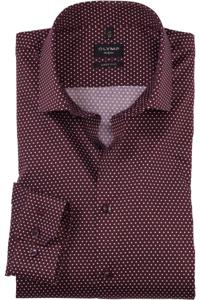 OLYMP No. Six Super Slim Overhemd donkerrood, Motief