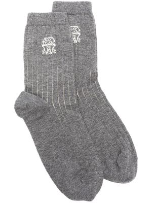Brunello Cucinelli chaussettes en maille intarsia - Gris