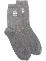 Brunello Cucinelli chaussettes en maille intarsia - Gris